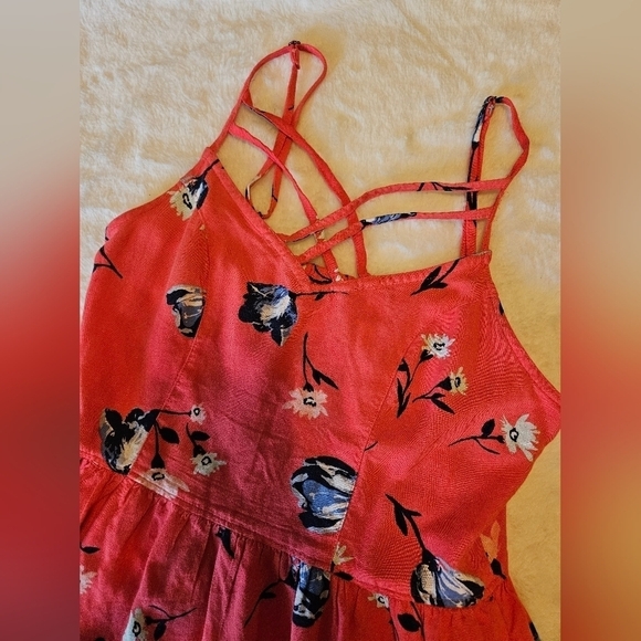 So Heritage fit and flare Summer floral mini dress Orange Blue white  Flowers - Picture 9 of 16